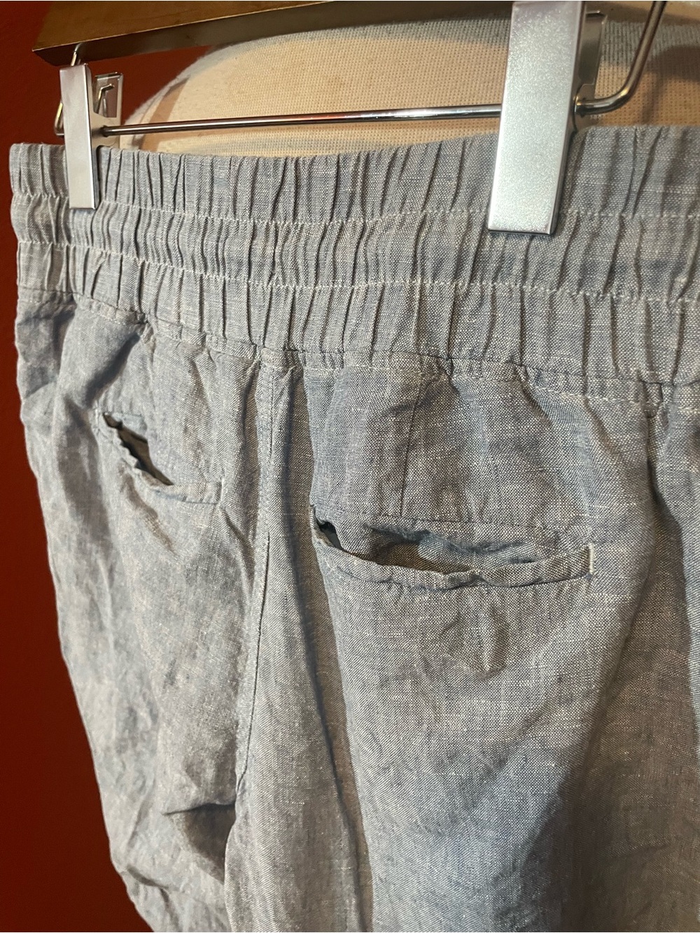 Athleta Women’s Cabo 100% Linen Chambray Wide Leg Elastic Coastal Pants - Picture 5 of 6